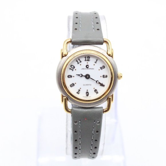 J.B Champion Watch Womens Multi-Tone Stainless Steel Classic Gray Leather Band - Picture 2 of 8